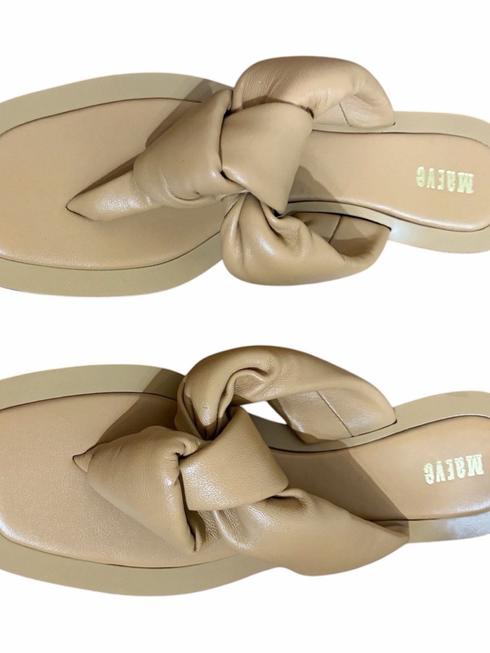 Maeve Anthropologie Nude Knotted Sandals Size 8 Padded Square Toe - Picture 3 of 8
